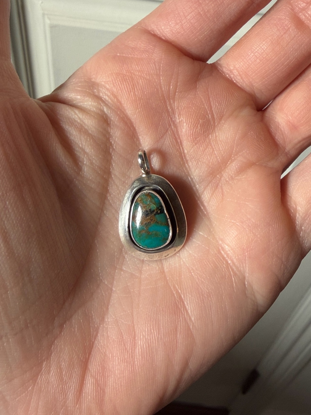 Turquoise Silver Teardrop Pendant